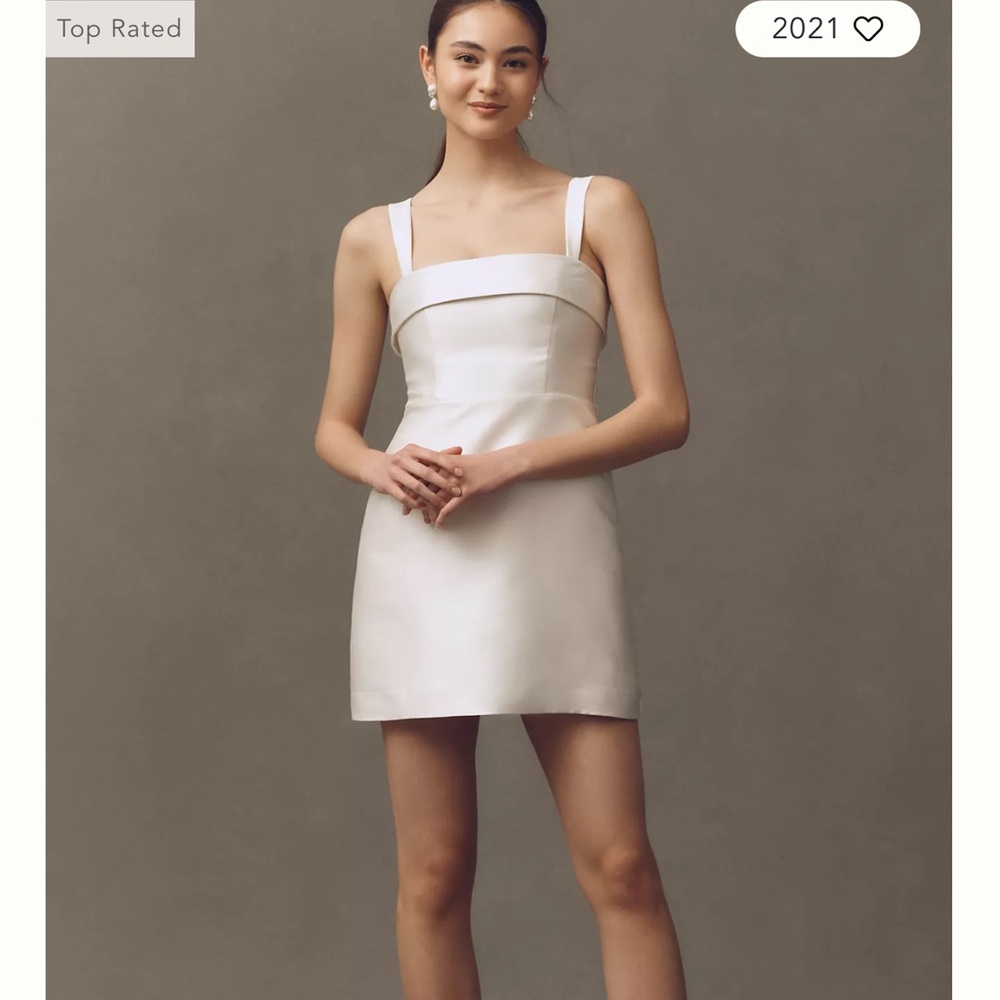 BHLDN Sleeveless Square-Neck Taffeta A-Line Mini Dress